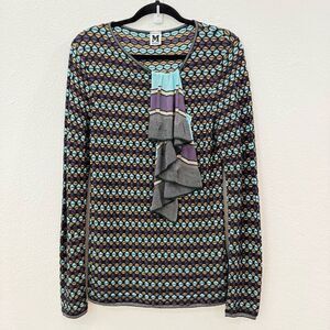 Missoni Women’s Size 10 Multicolored Textured Knit Long Sleeve Pullover Sweater